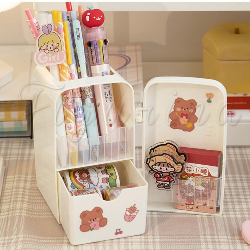 ペン立て ペンスタンド 筆筒 動物柄 冷蔵庫型 引き出し付き 多機能 大容量 可愛い 文房具 メイク入れ 小物収納 整理整頓 デスク周り収納 おしゃれ 送料無料 21zk12 Figurina 通販 Yahoo ショッピング