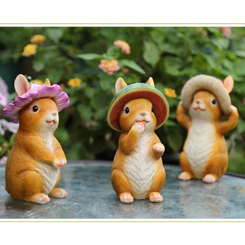 ガーデニング 置物 うさぎ オーナメント 黄色 おしゃれ かわいい B ガーデン 雑貨 グッズ 動物 うさぎ 北欧 ガーデン 庭飾り 園芸_3