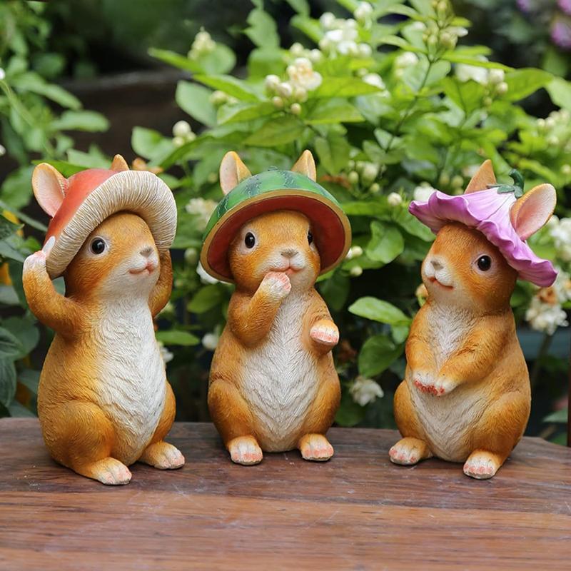 ガーデニング 置物 うさぎ オーナメント 黄色 おしゃれ かわいい B ガーデン 雑貨 グッズ 動物 うさぎ 北欧 ガーデン 庭飾り 園芸_4