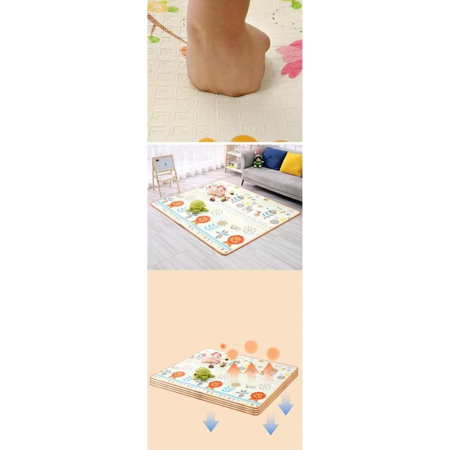 ベビープレイマット 子供用 遊びマット 折り畳み式 極厚 両面使用ラグマット ベビーマット 安全無毒 防水 カーペット クッションマット_10