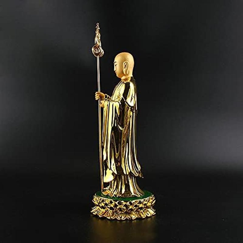 仏像 置物 地蔵菩薩立像 樹脂製 金色 (総高さ28.5cm×巾9.5cm) ◇子育て