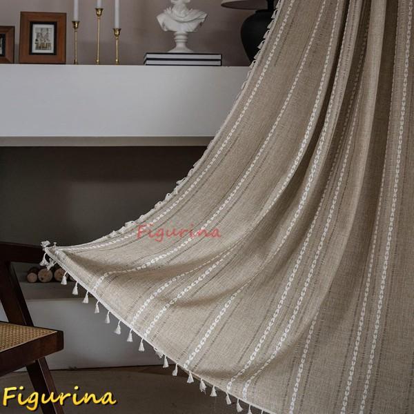 カーテン ボヘミアン風 北欧風 麻 透けない 薄手 断熱防寒 ドレープカーテン 間仕切り 厚地カーテン 防寒カーテン 断熱カーテン 可愛い の商品画像