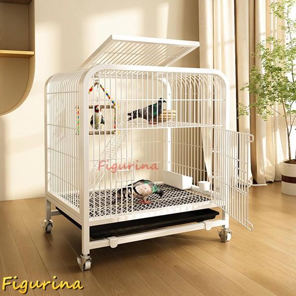 鳥かご 金属 大型 白色 60×45×66cm オカメ インコ 文鳥 鳩 鳥籠 車輪