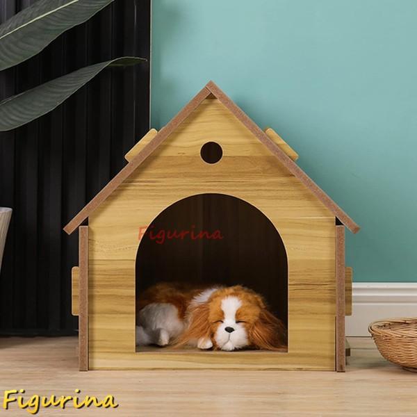 犬小屋 50*44*51 猫舍 犬舎 ペットハウス 北欧 屋内屋外 木製 マット