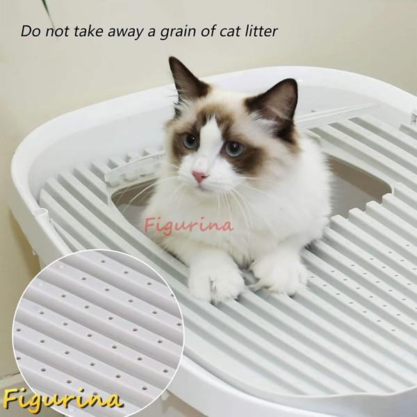 セルフクリーニング猫用トイレスコップ付きプラスチック猫用トイレトレー蓋付き大型フード付き猫用トイレトレーペット用トイレボックス_4