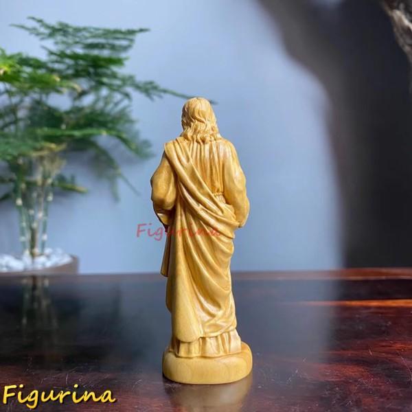 ミニチュア木彫り イエス・キリスト像 8cm 柘植の木 キリスト教