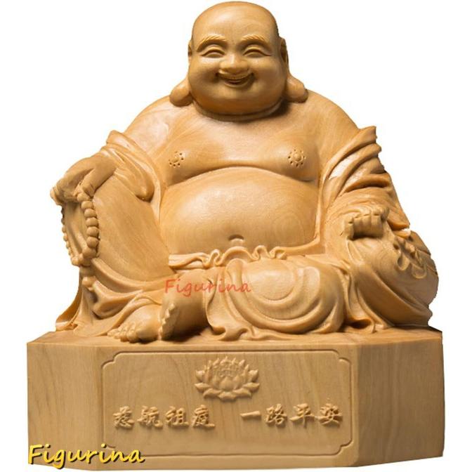 開運七福神 布袋 様 布袋様の置物 高級天然ツゲ木彫り 仏像 置物