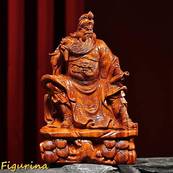 関羽三国志彫刻一刀彫り置物インテリア