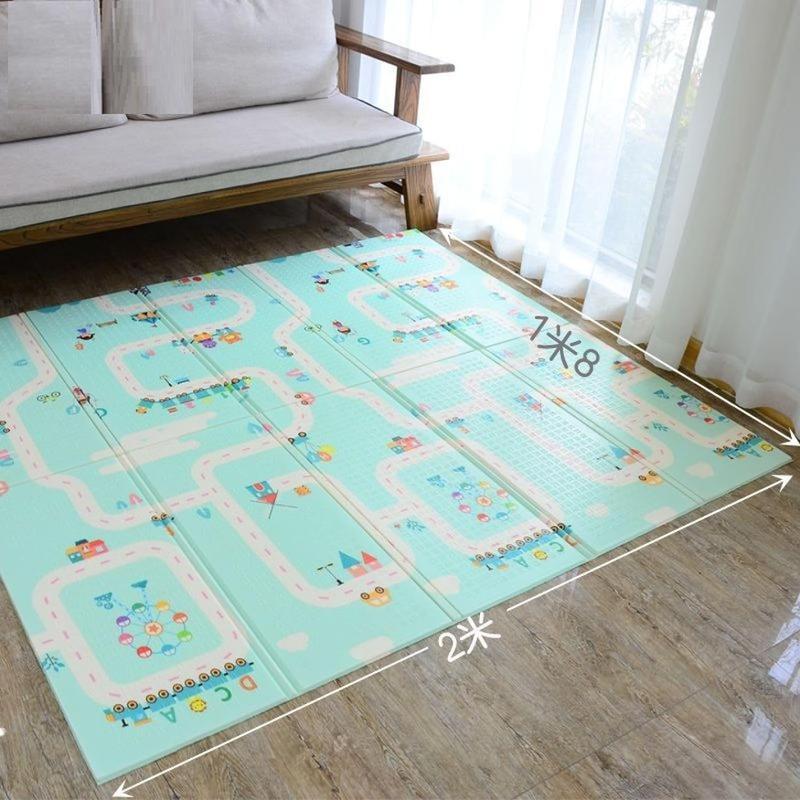 ベビープレイマット 1.8M*1.6M*1.5cm 赤ちゃん 遊びマット フロアマット 両面使用 両面印刷 リバーシブル 遊びマット 吸水の画像