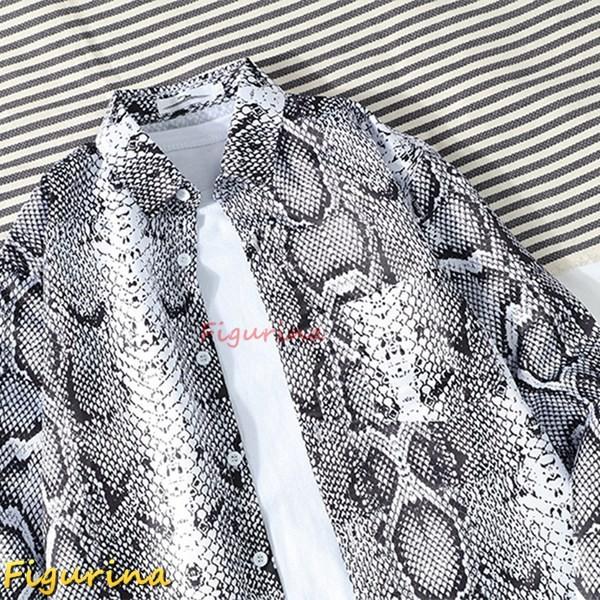 パイソン柄シャツ アロハシャツ 夏服 メンズ 前開き へび柄 個性 長袖