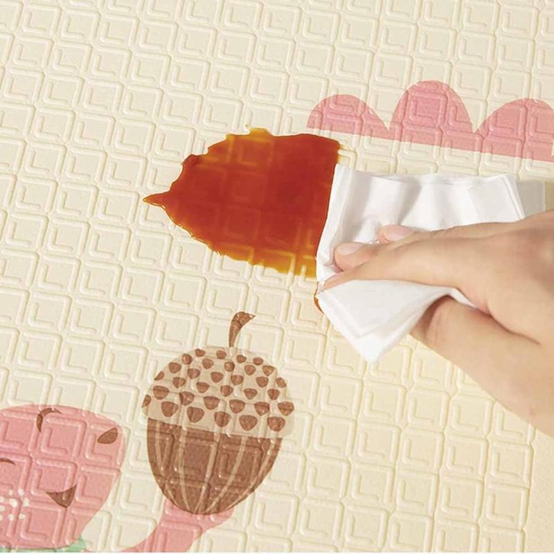 ベビープレイマット 栗鼠 曇 可愛い 折りたたみマット ノンスリップ XPE素材 防ダニ 拭ける 防雨 両面使用 防音 衝撃吸収 知育促進の画像