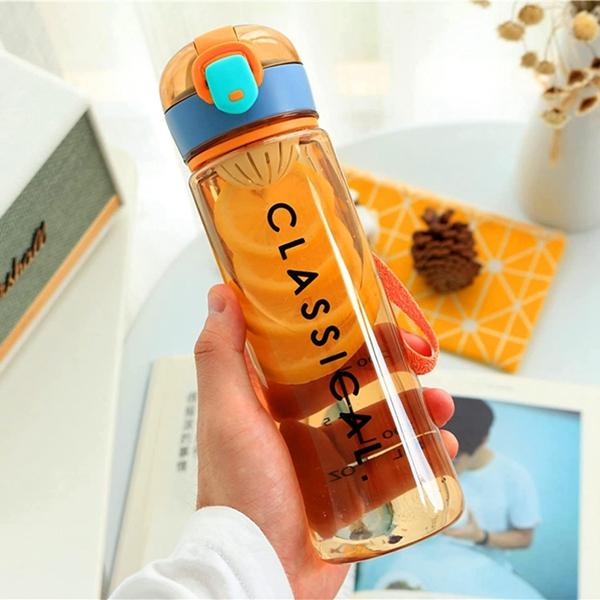 水筒 クリアボトル ワンタッチオープン 500ml スリム 蓋付き 茶漉し