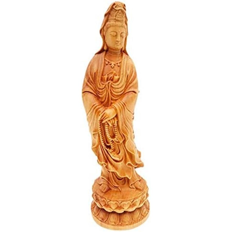 木製 観音像　観音菩薩　立像　仏像　置物　彫刻 観音菩薩立像 木彫り 仏像 置物 天然 崖柏製 装飾品 リビングルーム