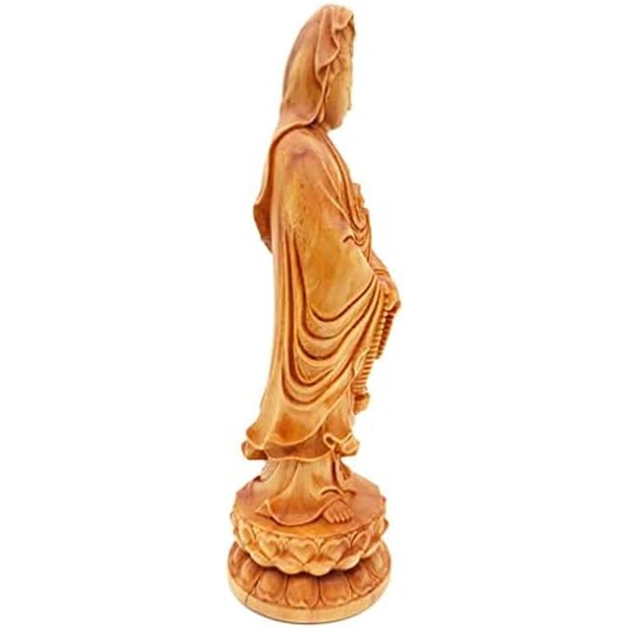 観音菩薩立像 木彫り 仏像 置物 天然 崖柏製 装飾品 リビングルーム