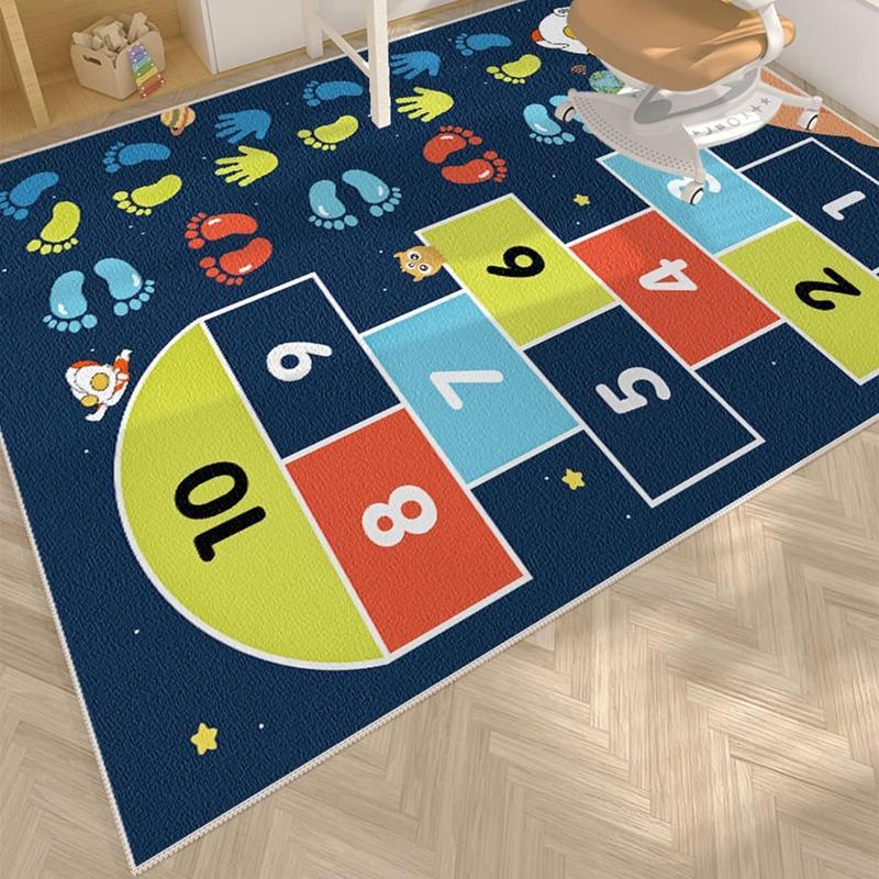 子供部屋マット プレイマット キッズラグ 道路柄 遊びマット 地図マップ デスクマット 洗濯機で洗える 長方形 軽量 100×150cmの画像