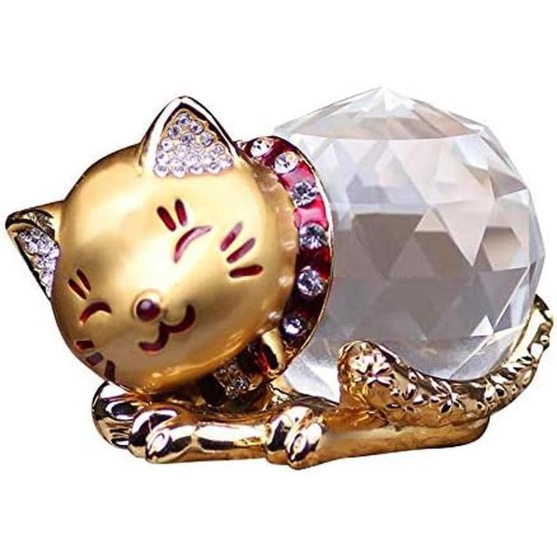 風水 水晶 クリスタル 猫 幸運 招き お願い ネコちゃん 金運 ラッキー