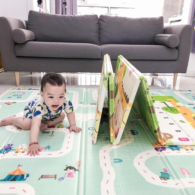 ベビーマット ベビープレイマット フロアマット 200*180*0.9cm 両面印刷 リバーシブル 遊びマット コルクマット ベビー 軽量の画像
