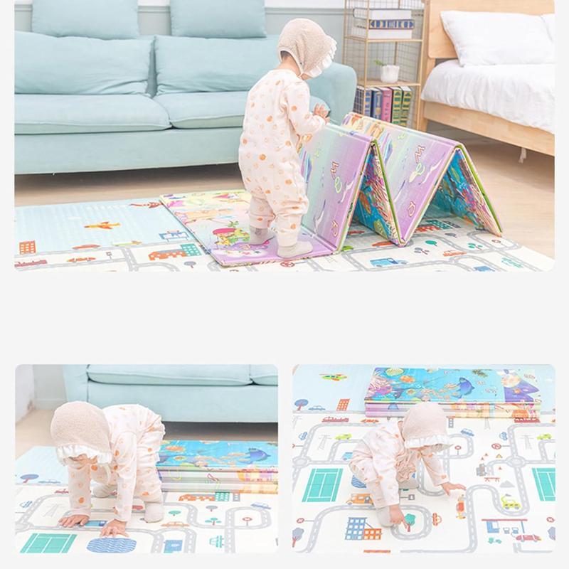 ベビーマット ベビープレイマット フロアマット 200*180*0.9cm 両面印刷 リバーシブル 遊びマット コルクマット ベビー 軽量の画像