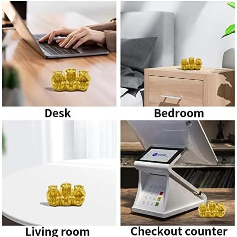 猿 置物 三猿 ゴールド さる オブジェ 見ざる 言わざる 聞かざる 金運