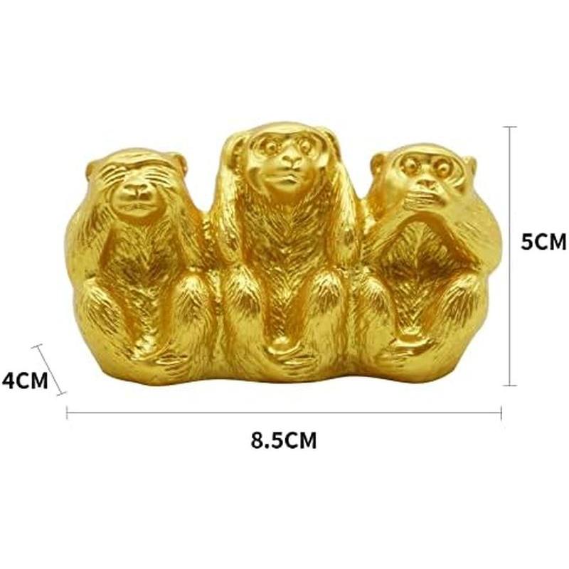 猿 置物 三猿 ゴールド さる オブジェ 見ざる 言わざる 聞かざる 金運