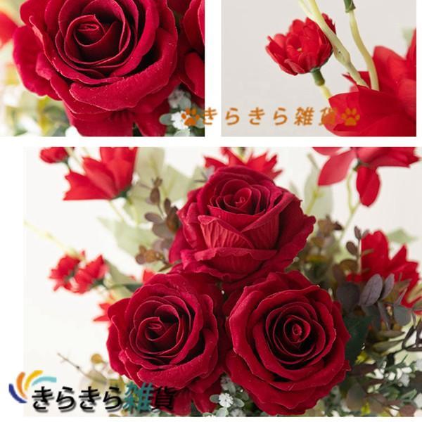 造花 赤いバラ フェイクフラワー 花束 ブーケ シルク 生花みたい 薔薇
