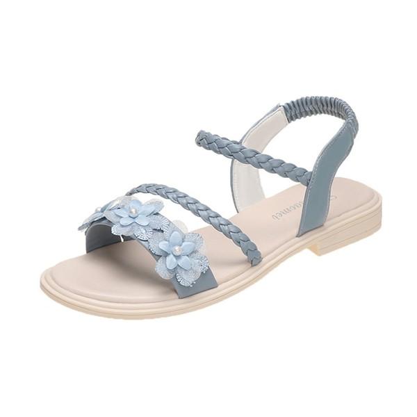 大きいサイズ ビーサンサンダル かわいい フラット 花飾り レディース スリッポン オープントゥ 夏 ケーブル編み オシャレ 海 お出かけ | 