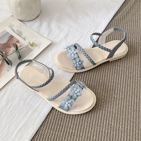 大きいサイズ ビーサンサンダル かわいい フラット 花飾り レディース スリッポン オープントゥ 夏 ケーブル編み オシャレ 海 お出かけ |  | 05