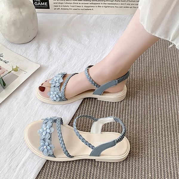 大きいサイズ ビーサンサンダル かわいい フラット 花飾り レディース スリッポン オープントゥ 夏 ケーブル編み オシャレ 海 お出かけ |  | 06