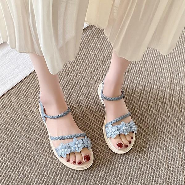 大きいサイズ ビーサンサンダル かわいい フラット 花飾り レディース スリッポン オープントゥ 夏 ケーブル編み オシャレ 海 お出かけ |  | 07