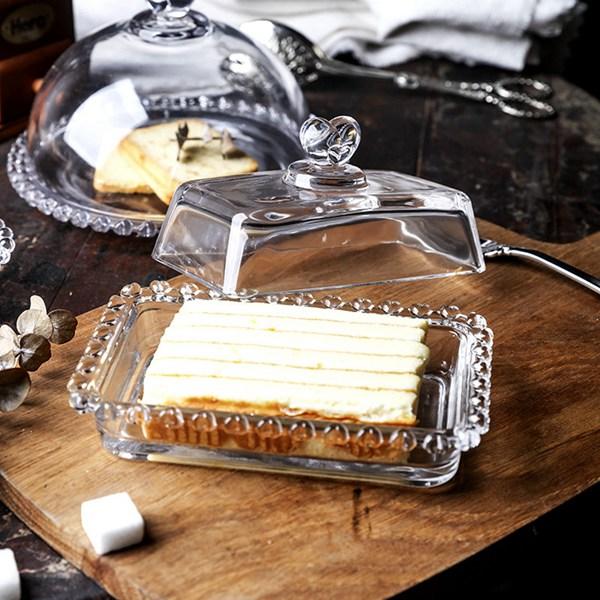 ケーキドーム ガラス ドーム蓋付 ハート飾り カップケーキスタンド