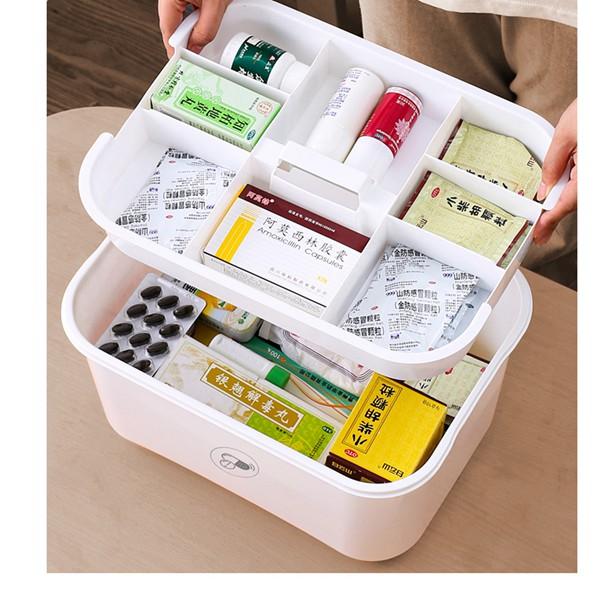 薬箱 薬ボックス 引き出し 取り外しトレイ 取っ手付き 2層 救急箱 ピルケース 携帯用ボックス 薬ケース くすりいれ 習慣薬箱 多機能 |  | 09