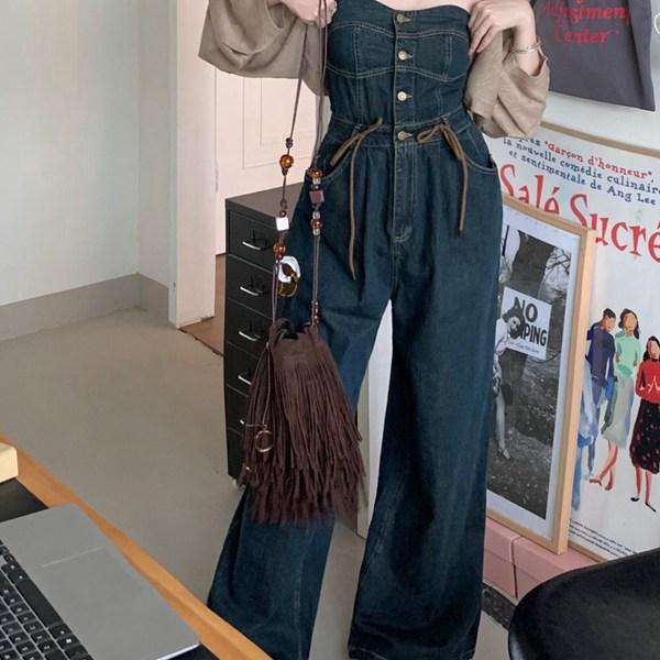 レディース サロペット オーバーオール チューブトップ ビスチェ