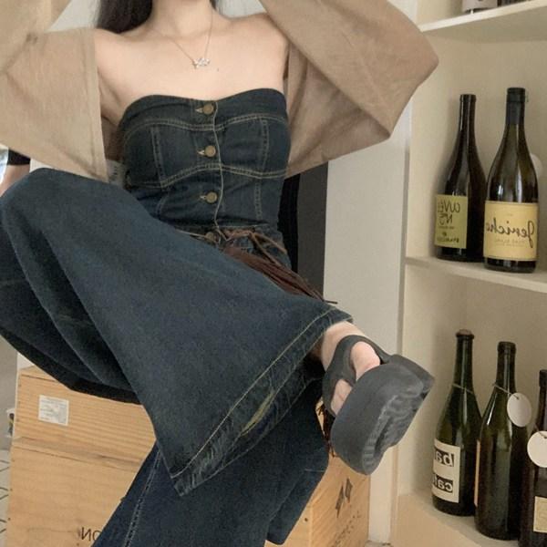 レディース サロペット オーバーオール チューブトップ ビスチェ