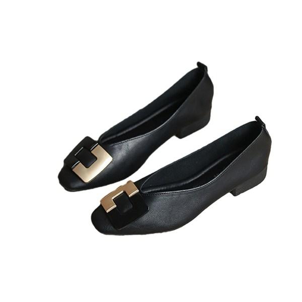 パンプス 本革 レディース ローヒール2cm ビジネスシューズ スクエアトゥ 甲飾り フォーマル Vカット 甲浅 パッチワーク 軽量性 | 