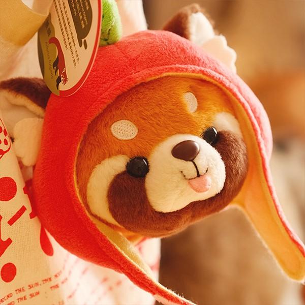 レッサーパンダ ぬいぐるみ リンゴ仮装 着脱可能 縫いぐるみ おもちゃ