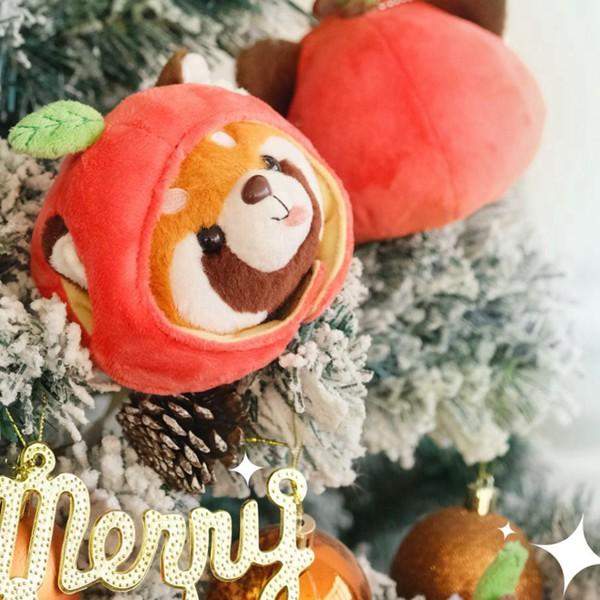 レッサーパンダ ぬいぐるみ リンゴ仮装 着脱可能 縫いぐるみ おもちゃ