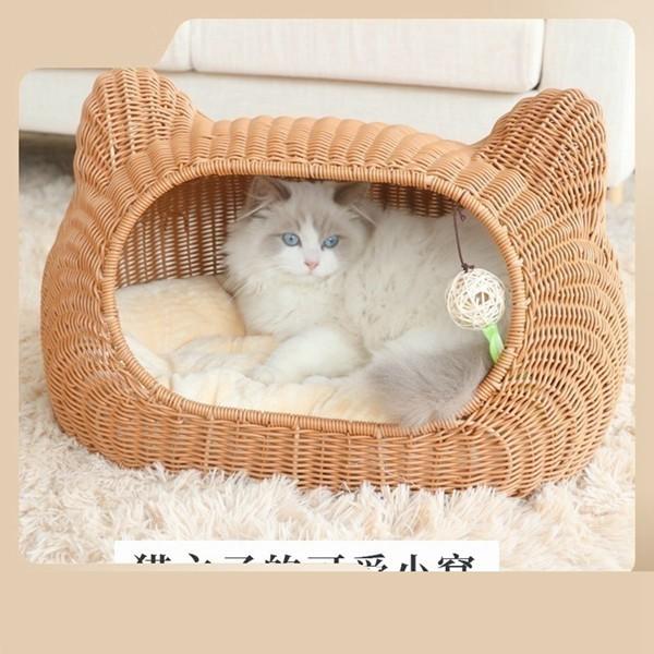 ペットハウス ドーム型 洗える 猫の外観 クッション ペットベッド 滑りにくい裏生地 室内 お手入れ簡単 耐え噛み 通年 保温防寒 子型犬_8