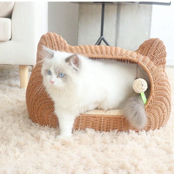 ペットハウス ドーム型 洗える 猫の外観 クッション ペットベッド 滑りにくい裏生地 室内 お手入れ簡単 耐え噛み 通年 保温防寒 子型犬_10