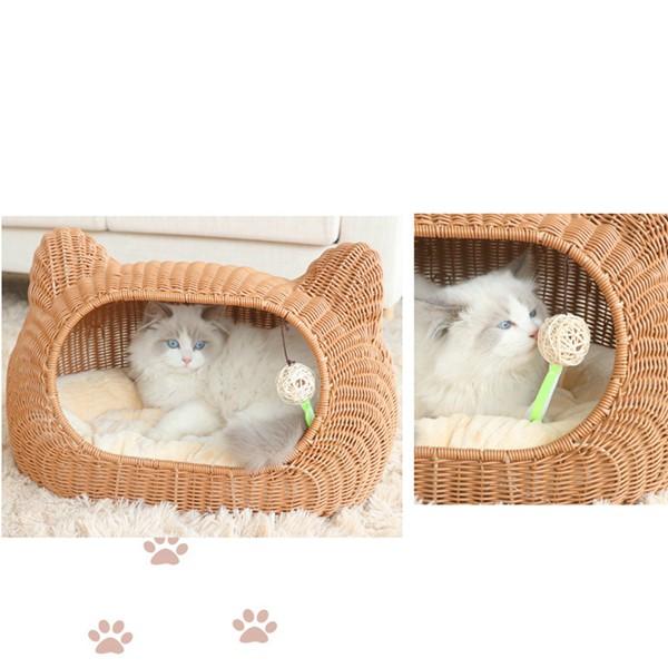 ペットハウス ドーム型 洗える 猫の外観 クッション ペットベッド 滑りにくい裏生地 室内 お手入れ簡単 耐え噛み 通年 保温防寒 子型犬_12