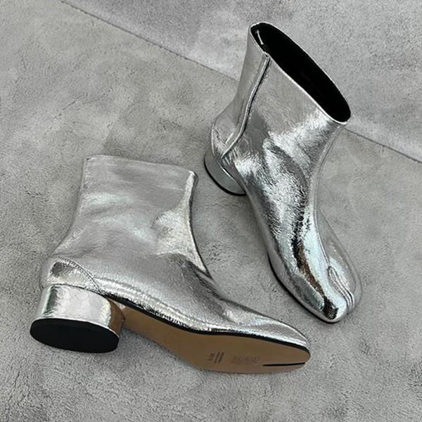 シルバー メッシュ編み ブーツ 中ヒール sezane alba boots ブーツ 足袋 レディース ショート丈 シルバー 太めヒール