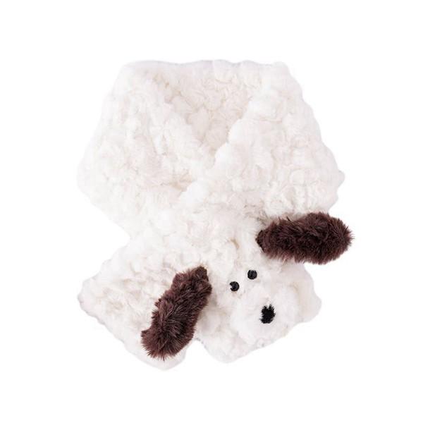 ティペット フェイクファースヌード 犬柄 女の子 レディース マフラー 差し込み 冬 あったかい 厚い 首巻き ネックウォーマー モフモフ | 