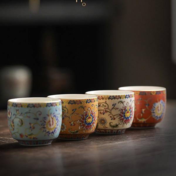 おちょこ 4点セット 総柄 花柄 酒器セット お猪口が4個セット 4 おちょこ 4点セット 総柄 花柄 酒器セット お猪口が4個セット 4
