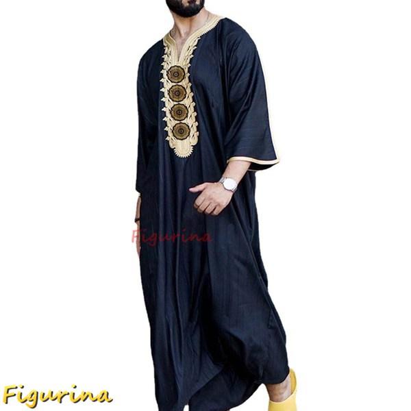 エスニック イスラム教 ロングシャツ ローブ 七分袖 メンズ トーブ 大きいサイズ 夏服 中東 春 中東伝統衣装 民族服 体型カバー ...