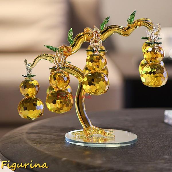 k9クリスタルガラス 水晶置物 7色瓢箪 黄水晶 シトリン クリスタル