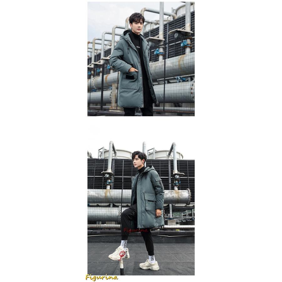 ダウンジャケット メンズ ロングダウンコート 無地 保温性 冬服 カジュアル 保温 ステンカラー ダウンアウター 厚め 着膨れせず 防寒服_7