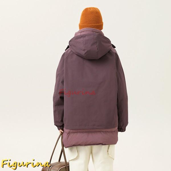 3-in-1ダウン ダウンコート レディース メンズ 冬服 日系 ヴィンテージ 無地 カジュアル フード付き ゆったり おしゃれ 防風性_8