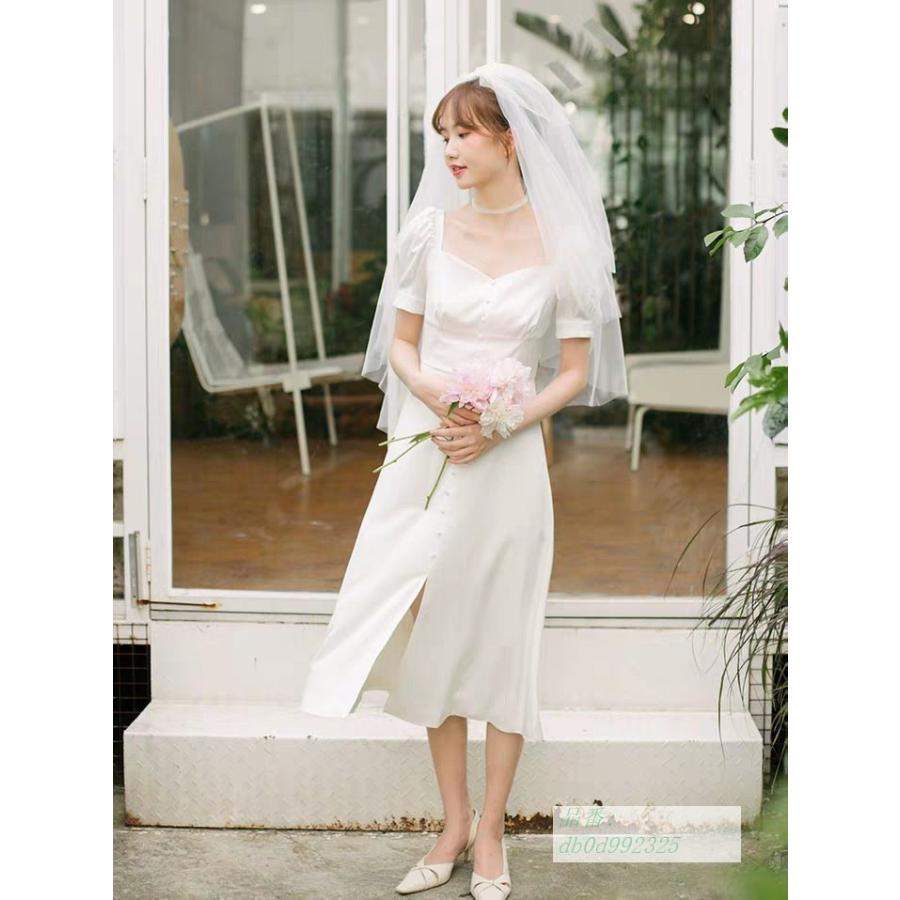 大幅値下 メール便ok 日本製 ウエディングドレス パーティードレス Aラインドレス リゾートウェディング ウェディングドレス ミディアム丈 ブライダル ウエディングドレス エンパイア スプリングフェア Newmatic Ae