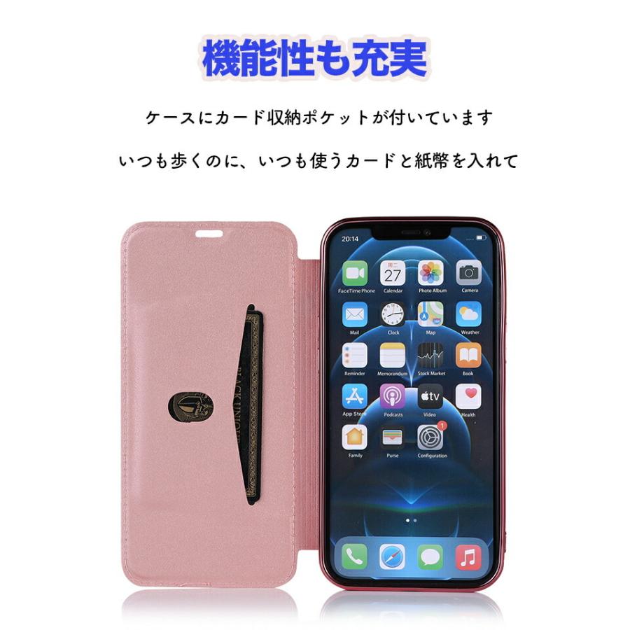 iphone12 ケース 手帳型 大理石 透明 カード 収納 ワイヤレス対応
