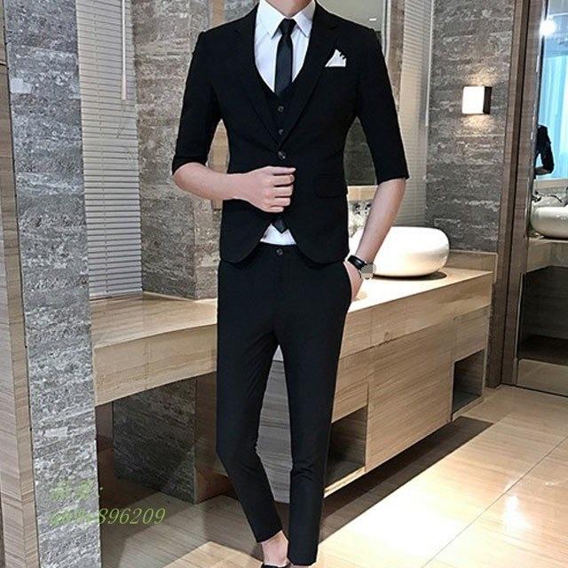 高級感 7分袖ジャケット パンツ シャツ スタイリッシュスーツ 蝶ネクタイ カジュアル 5点セット スラックス パーティー 1つボタン ビジネス メンズ 黒ネクタイ 驚きの値段 Www Simon Page Com
