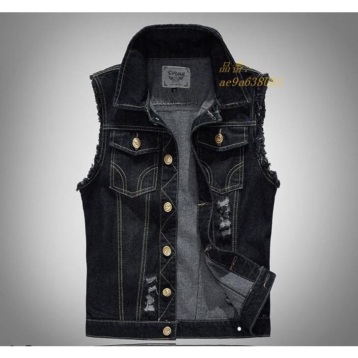 3色 デニムベストメンズ メンズベスト ジレ カッコイイ 個性 カジュアル 細身 S 加工 デニムチョッキ ダメージ Ae9a フィホーネ 通販 Yahoo ショッピング